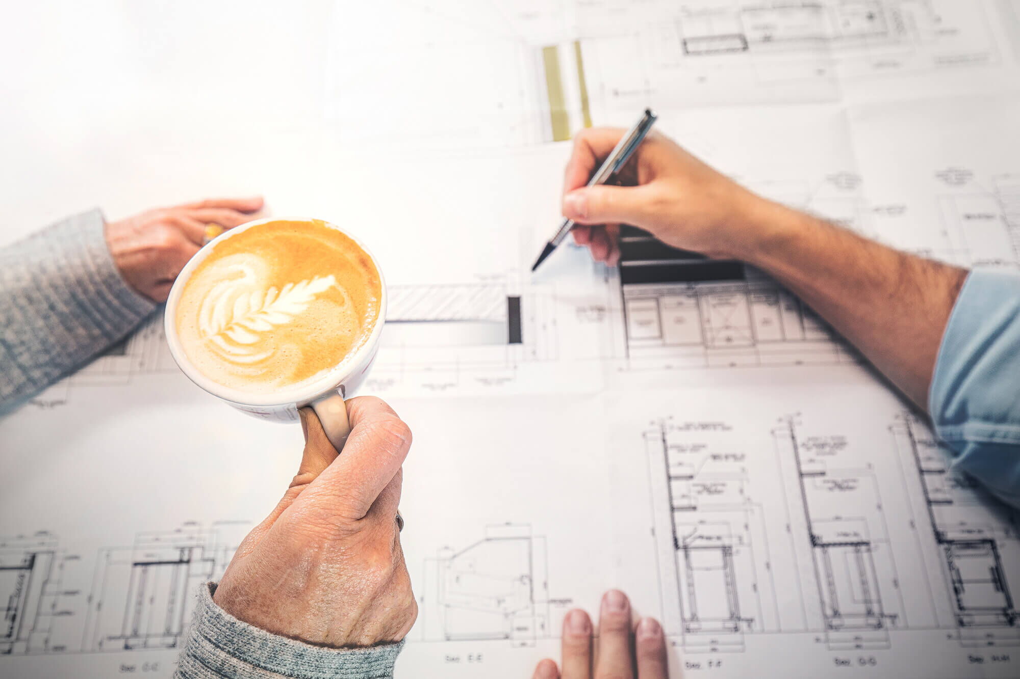 Plan drawing with espresso cup