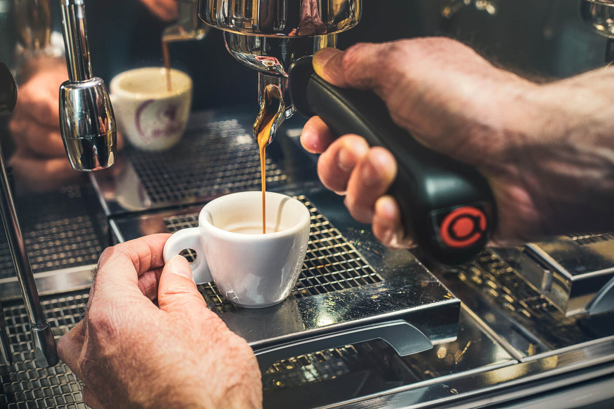 Espresso runs out of the coffee machine